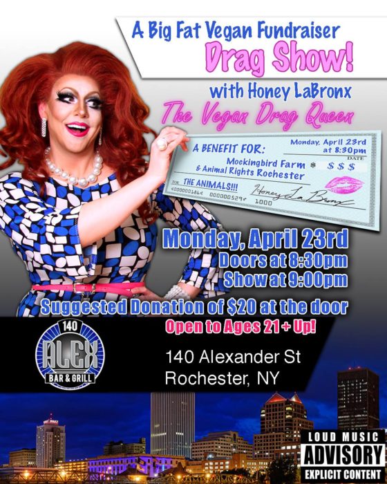 Big Fat Vegan Drag Show Fundraiser 4/23 – Animal Rights Rochester